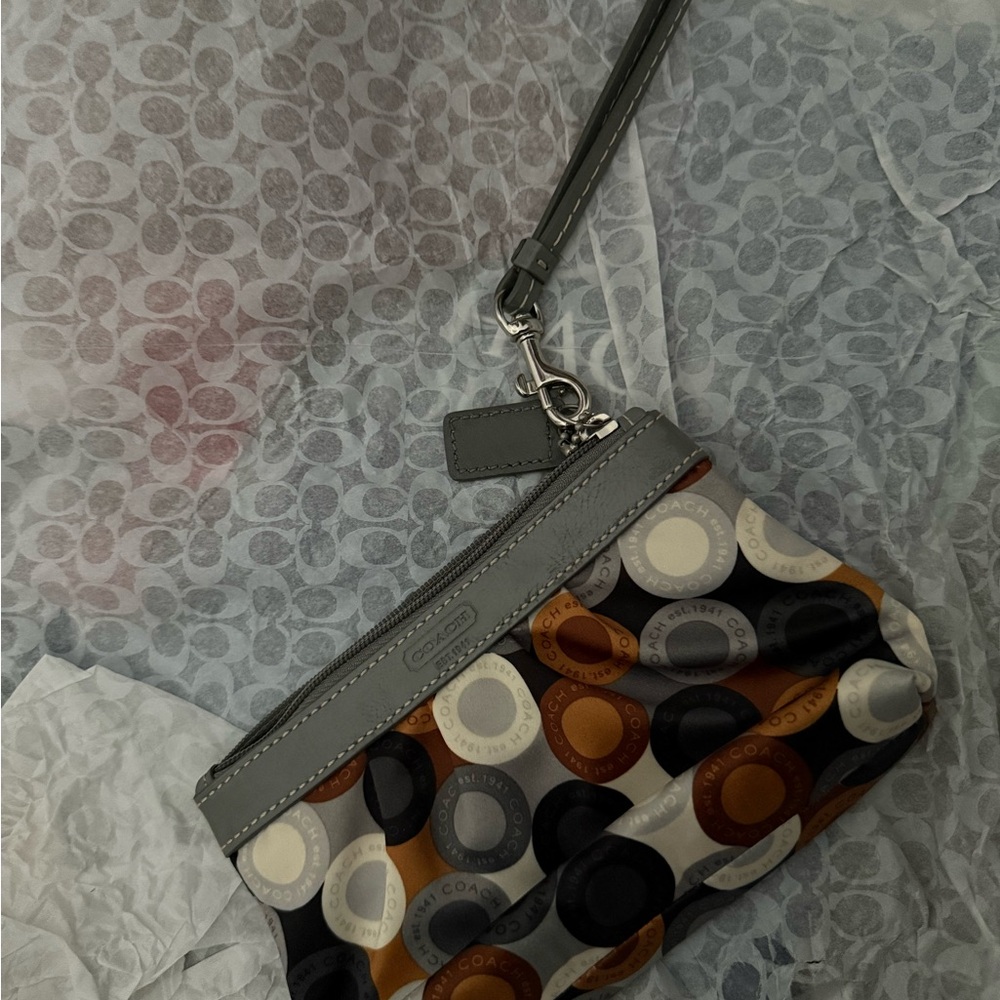Coach Gray and Multitone Circle Wristlet